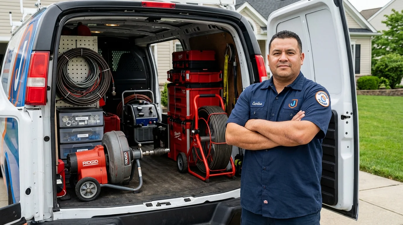 Professional drain cleaning equipment and Johns Plumbing LLC plumber in New Prague